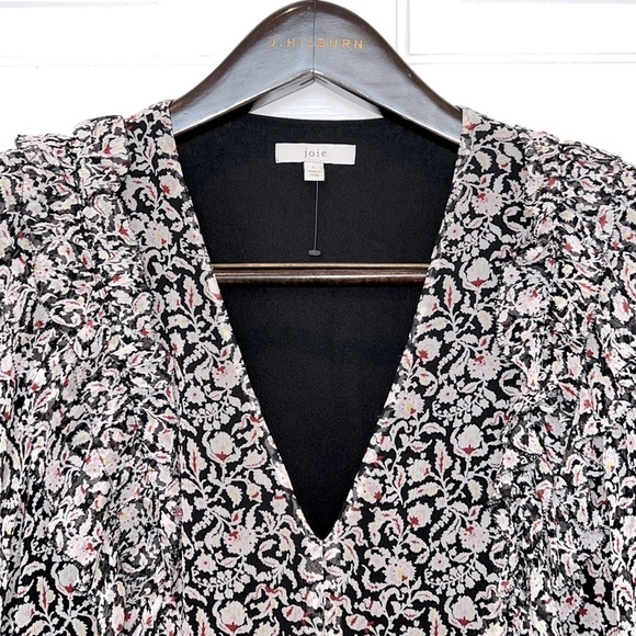 Joie Tobey Dress Boho Midi Floral Ruffle Size Large Black, White, Red NWOT - Picture 5 of 16
